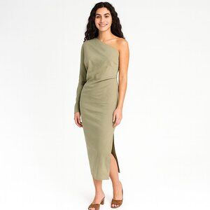 NWT ZARA Medium Asymmetrical One Shoulder Linen Maxi Dress